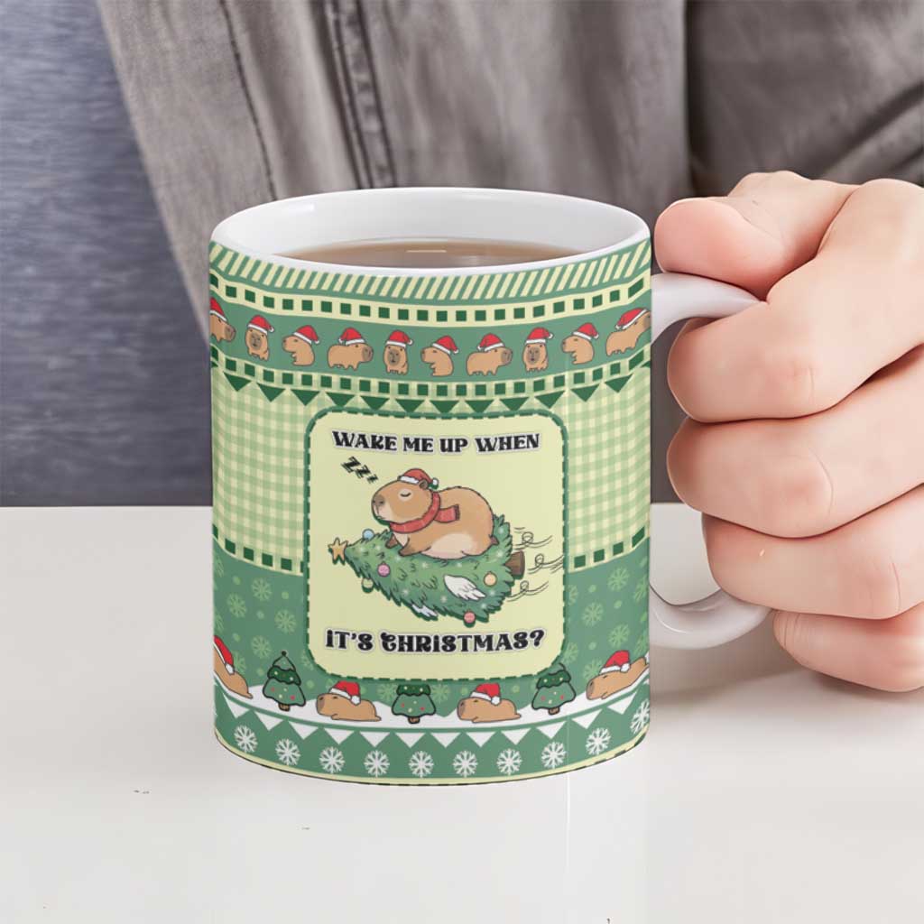Capybara Christmas Ceramic Mug Wake Me Up When It's Christmas - Wonder Print Shop