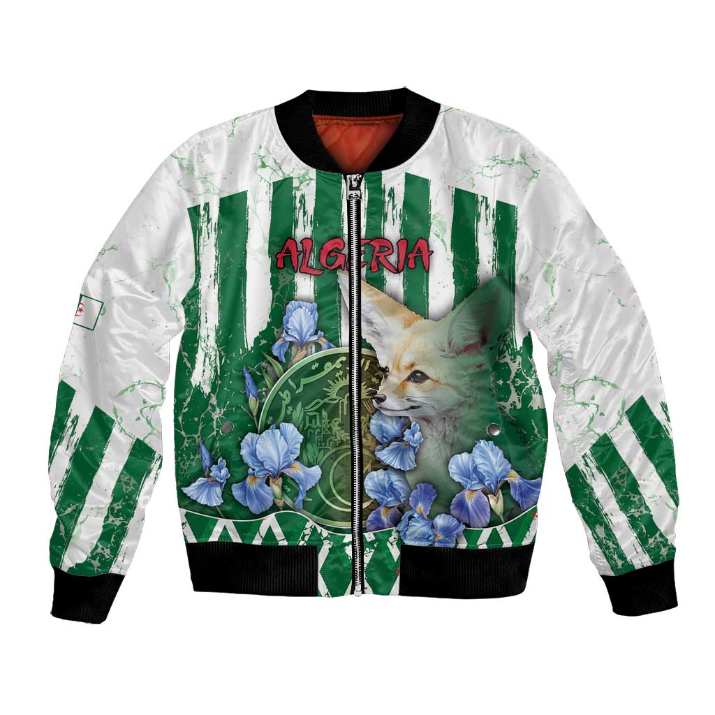 Personalized Algeria Bomber Jacket Fennec And Iris Grunge Style - Wonder Print Shop