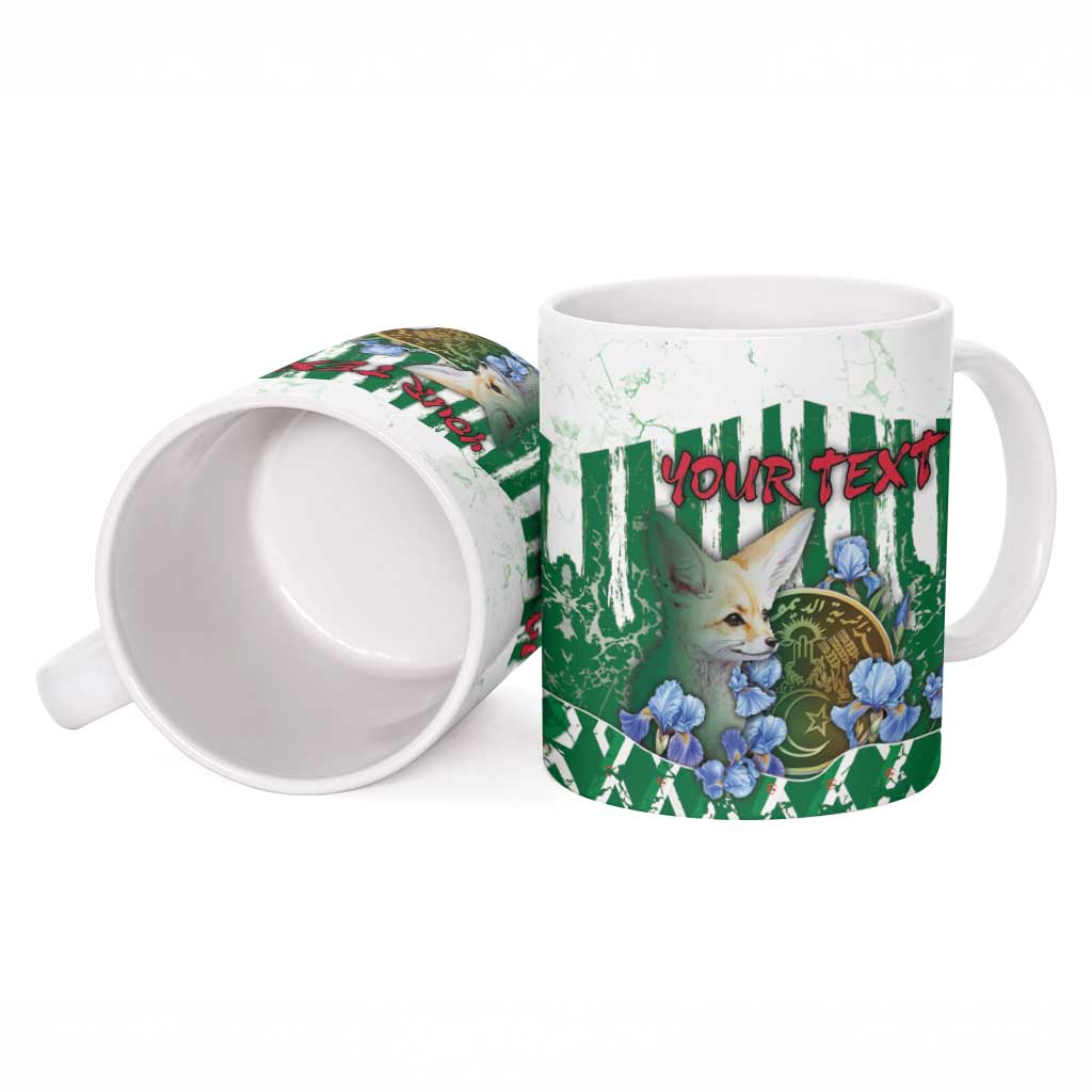 Personalized Algeria Ceramic Mug Fennec And Iris Grunge Style - Wonder Print Shop
