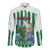 Personalized Algeria Long Sleeve Button Shirt Fennec And Iris Grunge Style - Wonder Print Shop