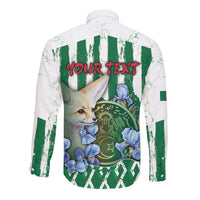 Personalized Algeria Long Sleeve Button Shirt Fennec And Iris Grunge Style - Wonder Print Shop