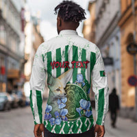 Personalized Algeria Long Sleeve Button Shirt Fennec And Iris Grunge Style - Wonder Print Shop