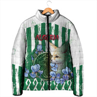 Personalized Algeria Padded Jacket Fennec And Iris Grunge Style - Wonder Print Shop