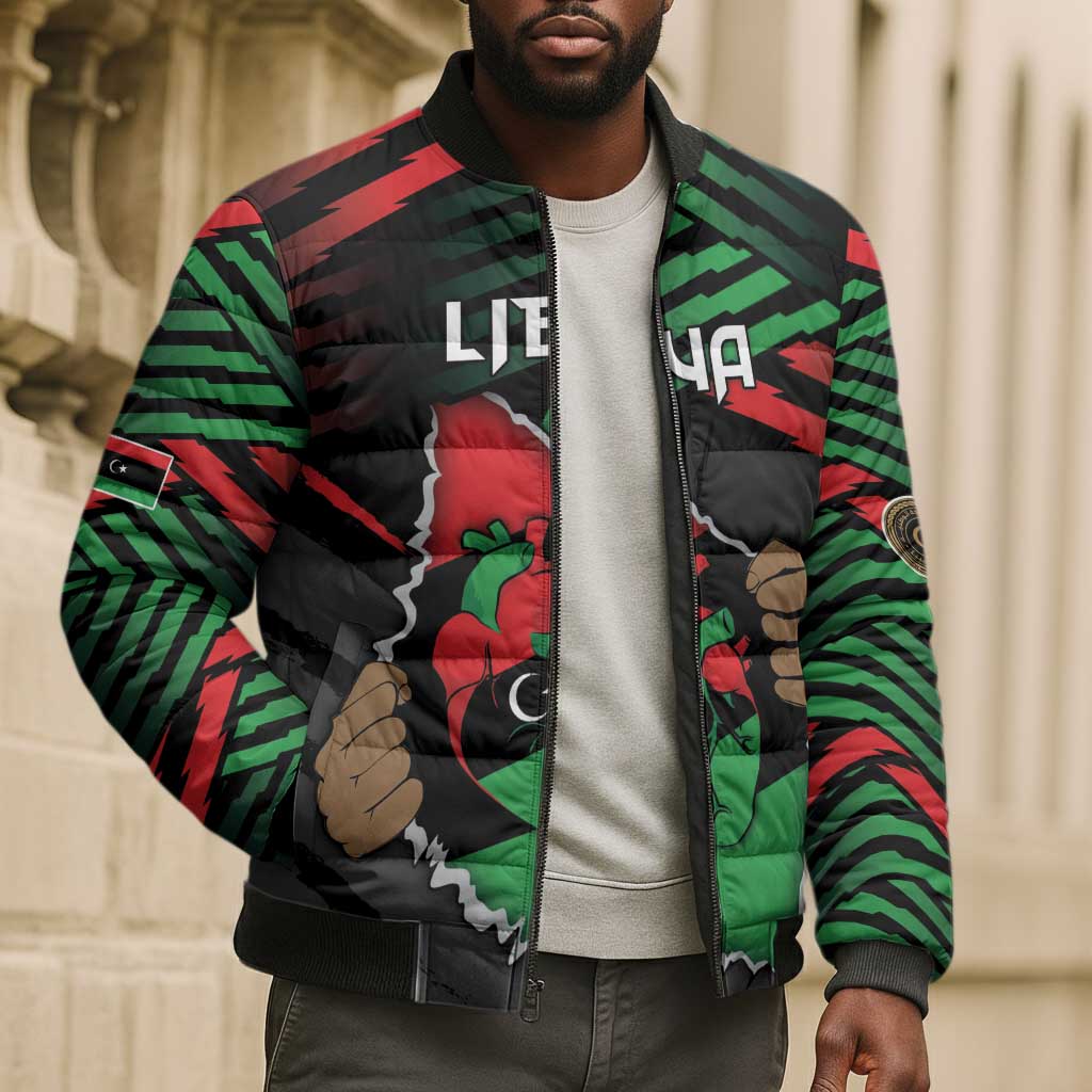 Personalized Libya In My Veins Bomber Puffer Jacket - Wonder Print Shop