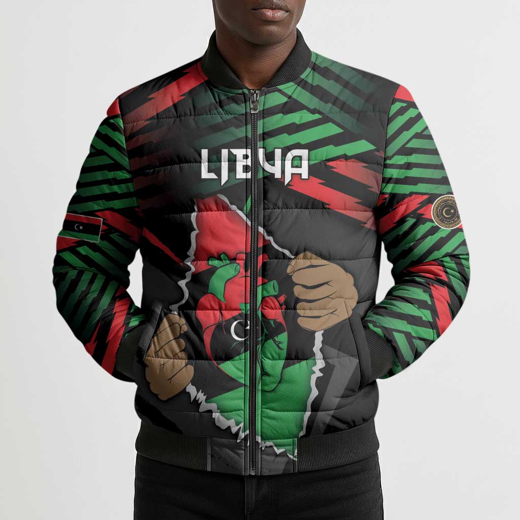 Personalized Libya In My Veins Bomber Puffer Jacket - Wonder Print Shop
