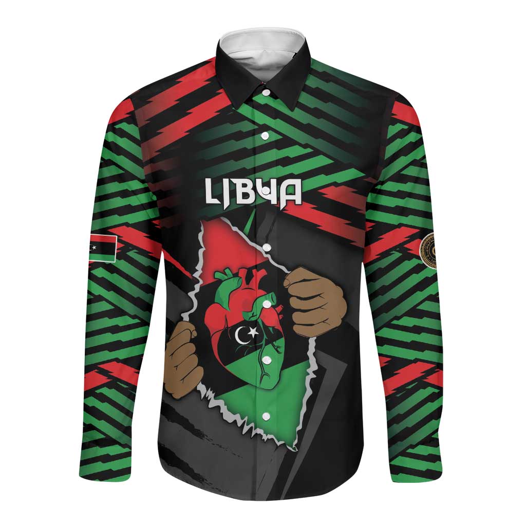 Personalized Libya In My Veins Long Sleeve Button Shirt - Wonder Print Shop