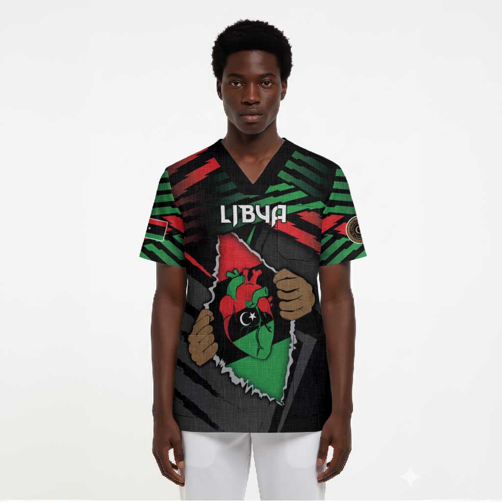 Personalized Libya In My Veins Scrub Top - Wonder Print Shop
