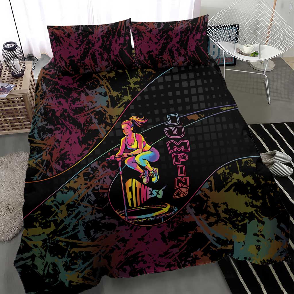 Jumping Fitness Bedding Set Trampoline Workout Pop Art