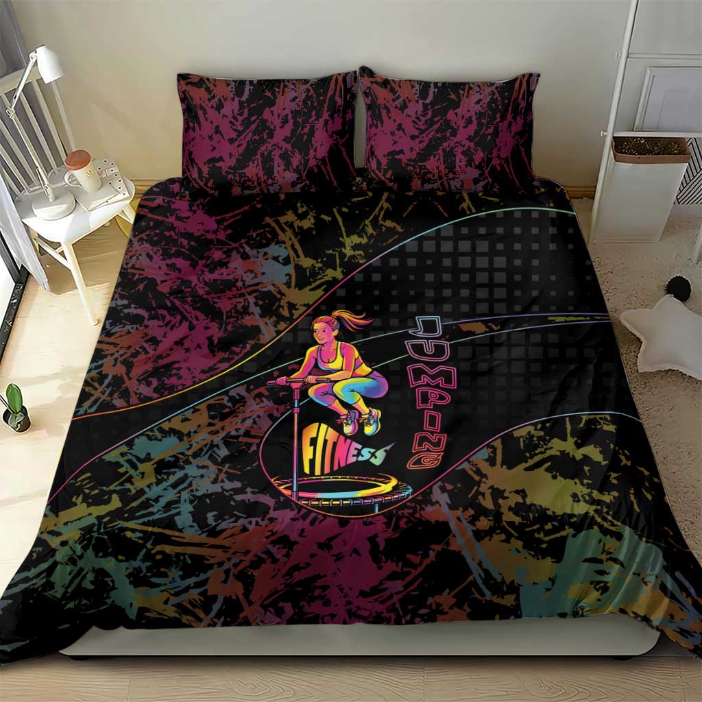 Jumping Fitness Bedding Set Trampoline Workout Pop Art