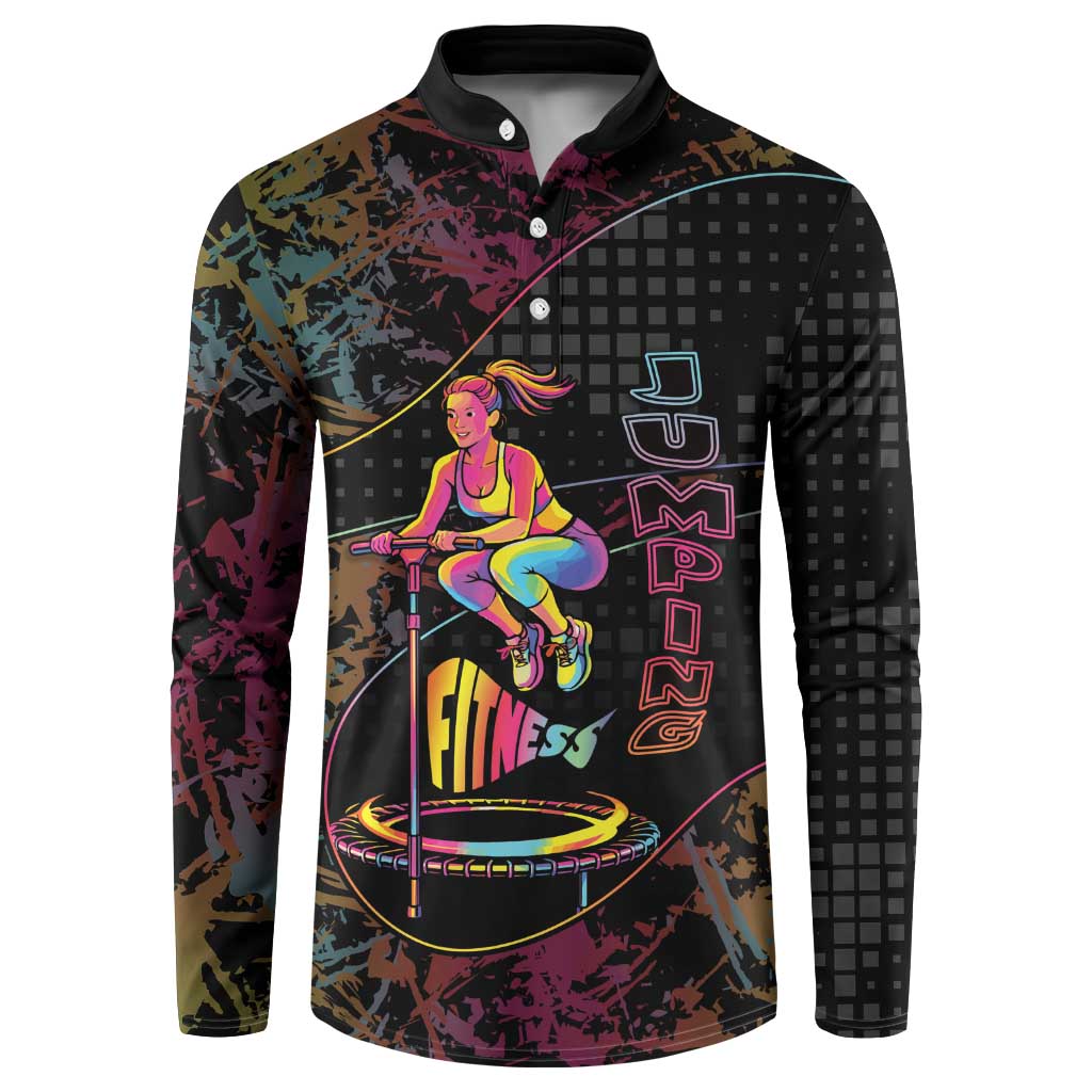 Personalized Jumping Fitness Button Sweatshirt Trampoline Workout Pop Art