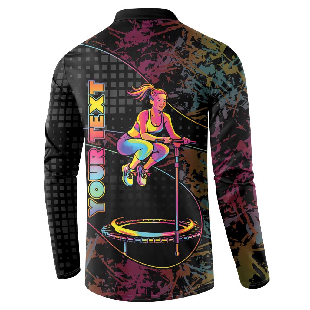 Personalized Jumping Fitness Button Sweatshirt Trampoline Workout Pop Art