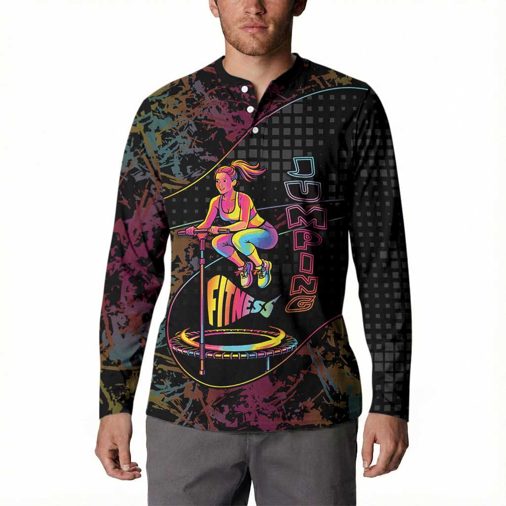 Personalized Jumping Fitness Button Sweatshirt Trampoline Workout Pop Art