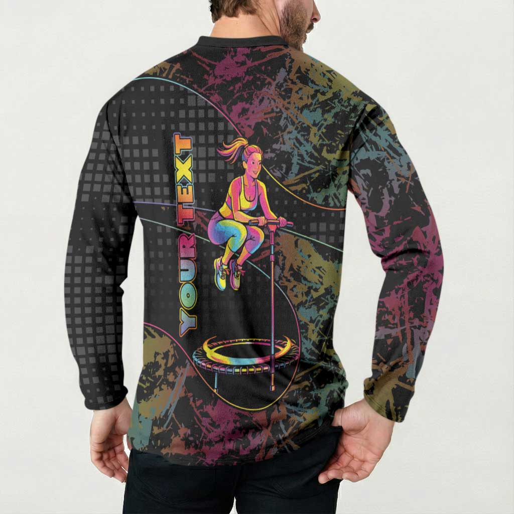 Personalized Jumping Fitness Button Sweatshirt Trampoline Workout Pop Art