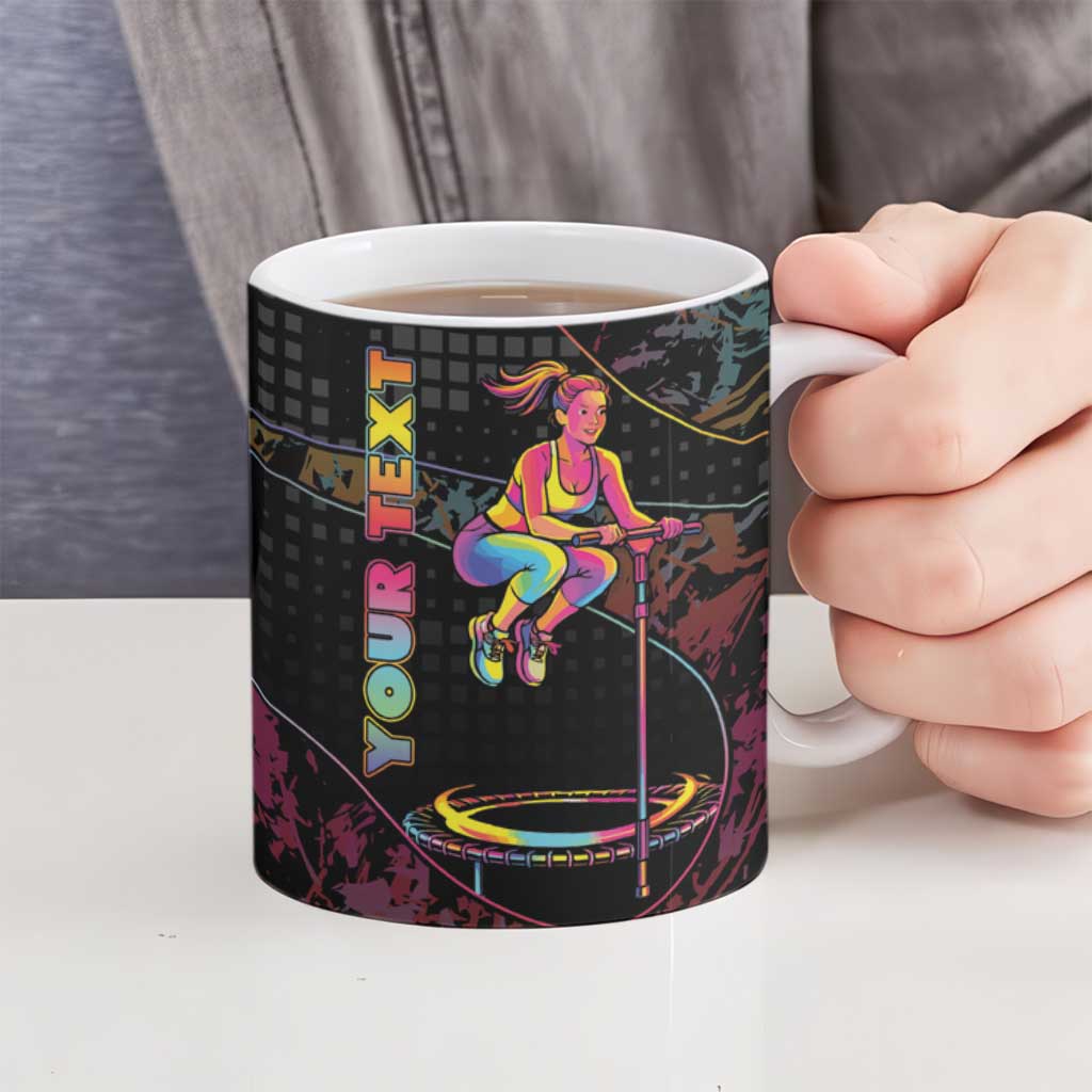 Personalized Jumping Fitness Ceramic Mug Trampoline Workout Pop Art