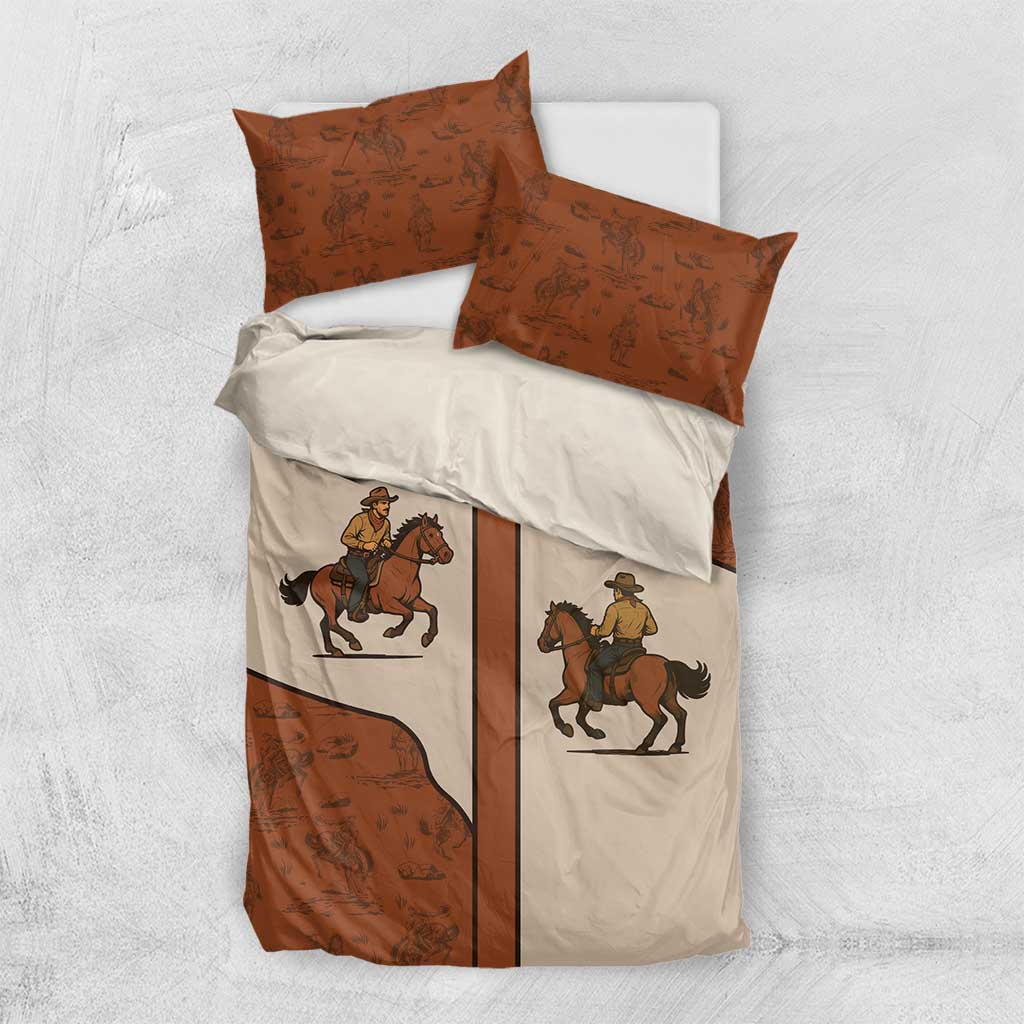 Cowboy Bedding Set Horse Riding Retro Western Yoke