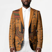Egyptian God Horus Blazer Ancient Mythology Falcon Hieroglyphic Patterns