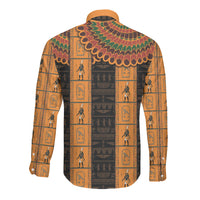 Egyptian God Horus Long Sleeve Button Shirt Ancient Mythology Falcon Hieroglyphic Patterns