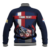 Personalized Netherlands Cycling Baseball Jacket Sporty Style Navy - Wonder Print Shop