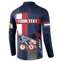 Personalized Netherlands Cycling Button Sweatshirt Sporty Style Navy - Wonder Print Shop