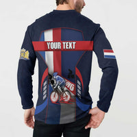 Personalized Netherlands Cycling Button Sweatshirt Sporty Style Navy - Wonder Print Shop