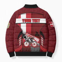 Personalized Denmark Cycling Bomber Puffer Jacket Sporty Style Red - Wonder Print Shop