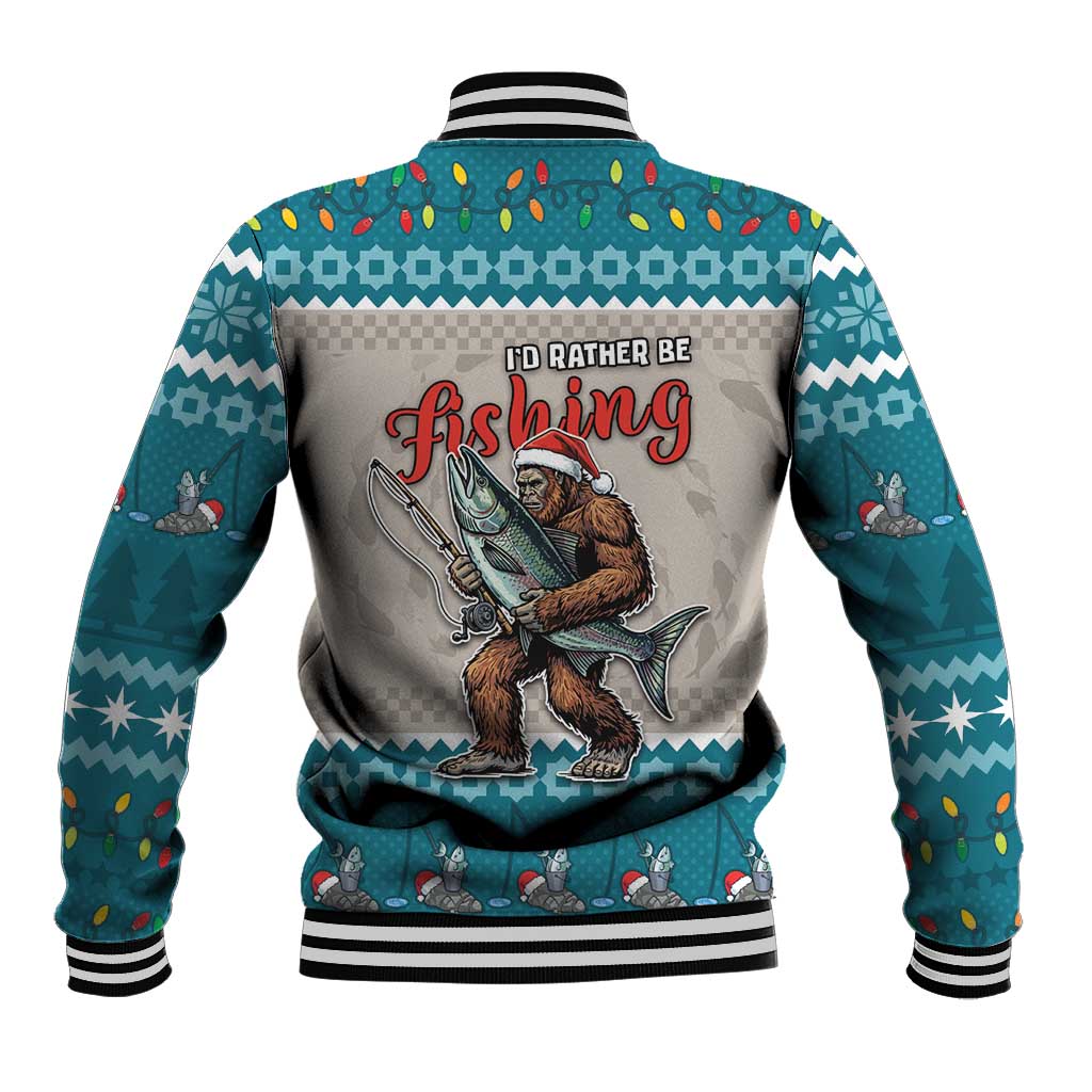 Bigfoot Fishing Christmas Baseball Jacket Funny Style - Wonder Print Shop