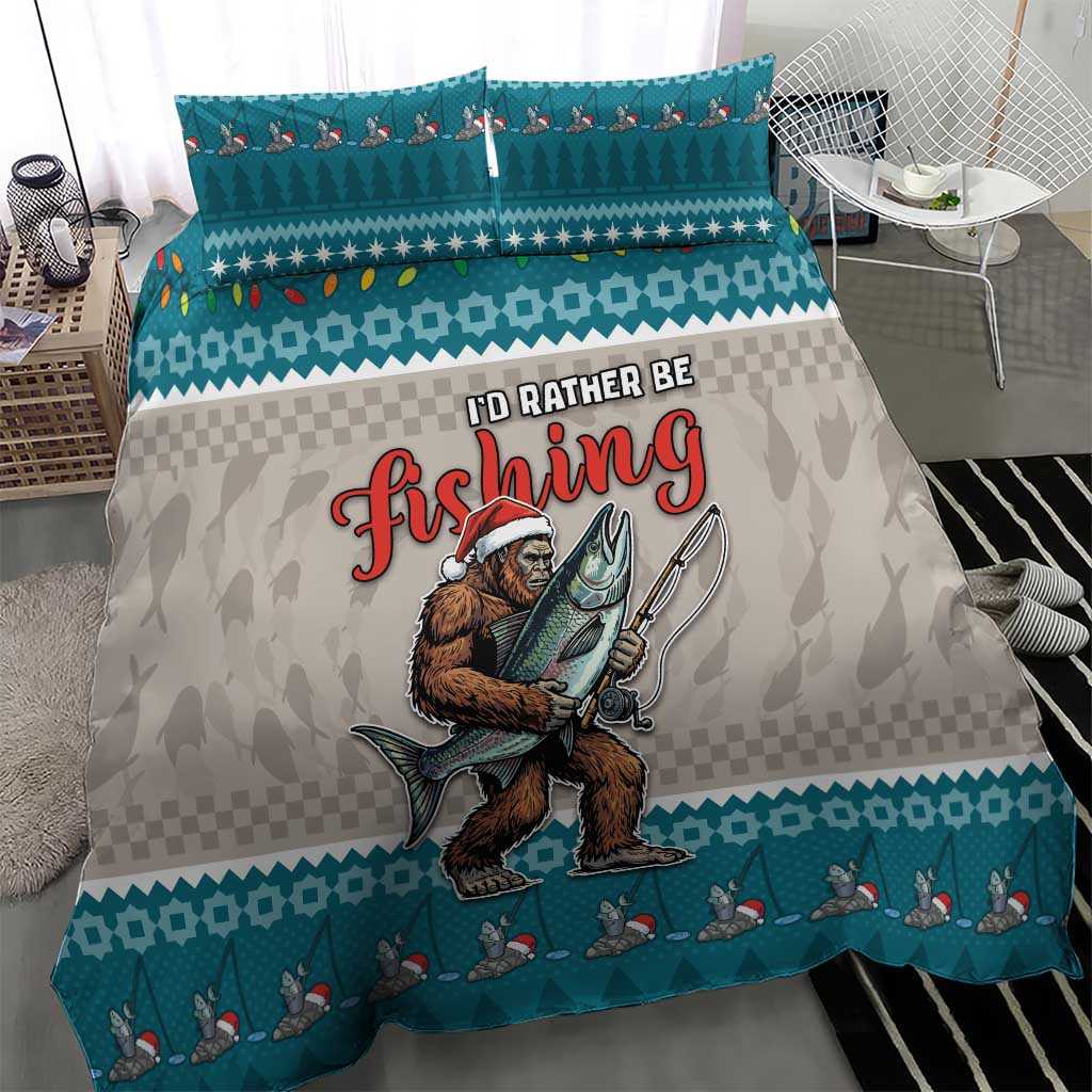 Bigfoot Fishing Christmas Bedding Set Funny Style - Wonder Print Shop