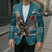 Bigfoot Fishing Christmas Blazer Funny Style - Wonder Print Shop