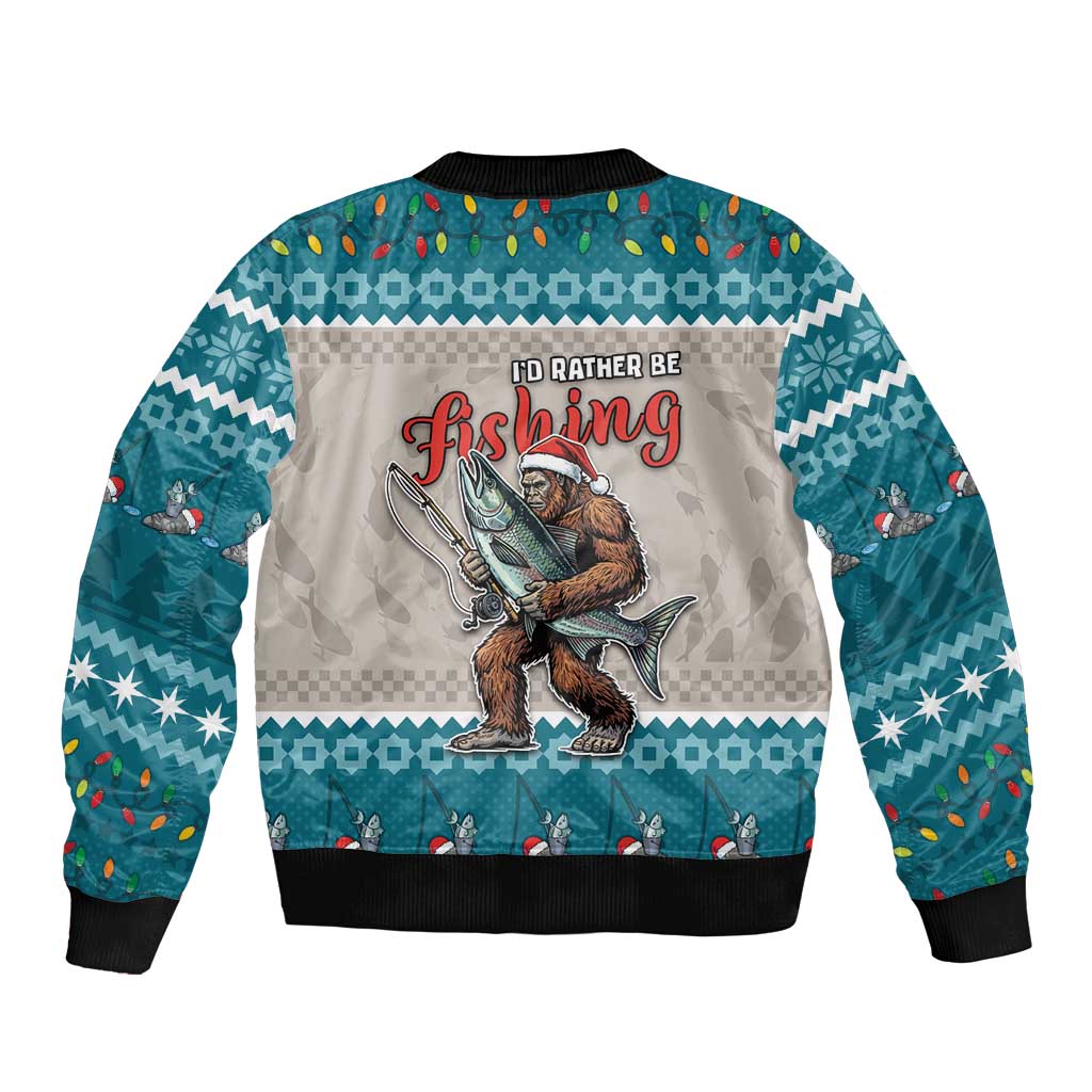 Bigfoot Fishing Christmas Bomber Jacket Funny Style - Wonder Print Shop