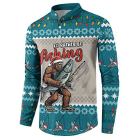 Bigfoot Fishing Christmas Button Sweatshirt Funny Style - Wonder Print Shop