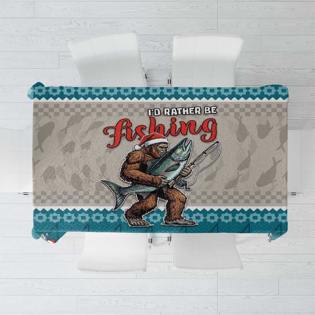 Bigfoot Fishing Christmas Tablecloth Funny Style - Wonder Print Shop