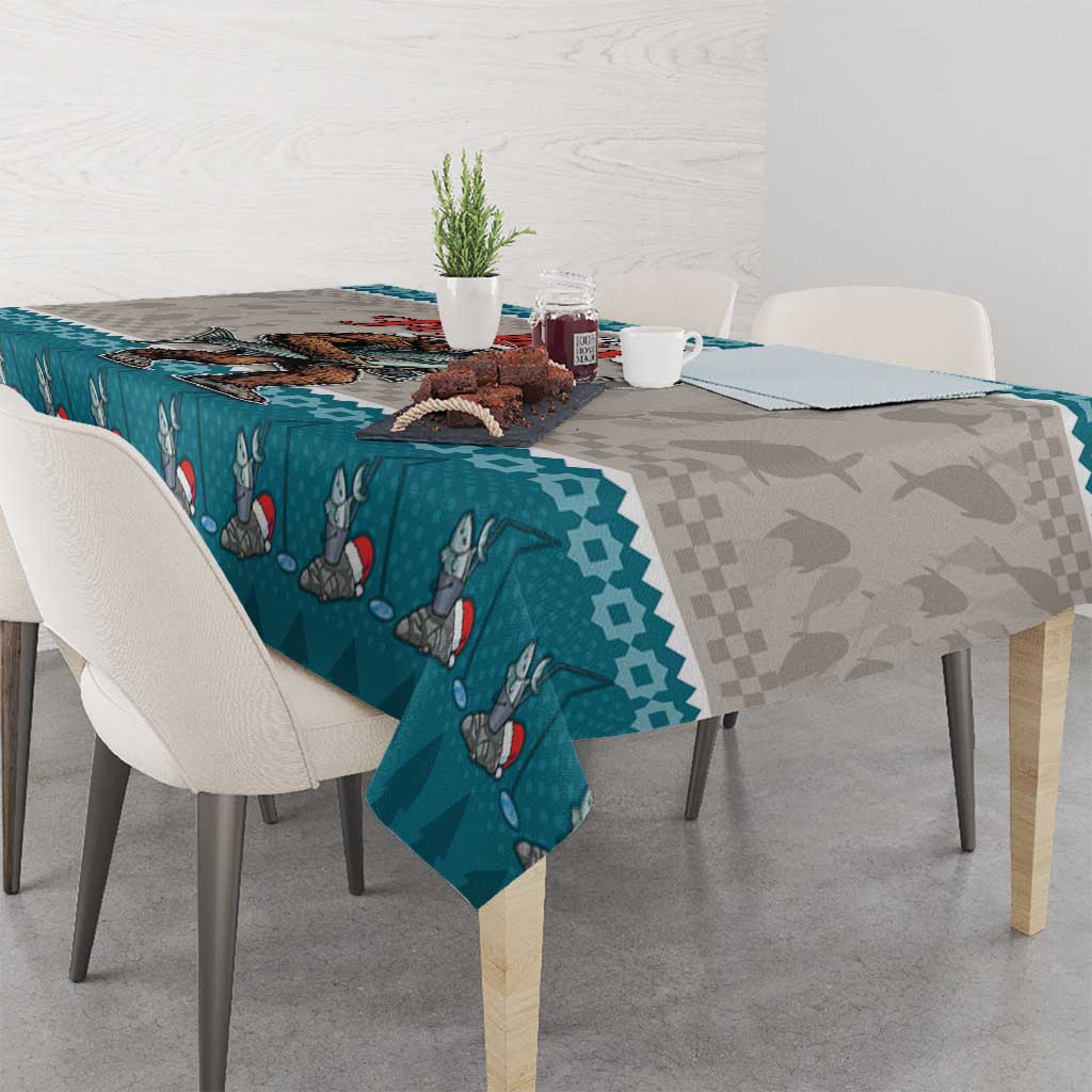 Bigfoot Fishing Christmas Tablecloth Funny Style - Wonder Print Shop