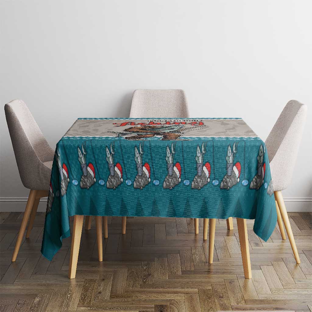Bigfoot Fishing Christmas Tablecloth Funny Style - Wonder Print Shop