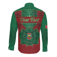 Personalized Morocco Long Sleeve Button Shirt Royal Lion Islam Patterns - Wonder Print Shop