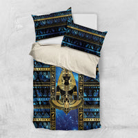 Egyptian Goddess Hathor Bedding Set Galaxy Ancient Mythology Sun Disk Cow Horn