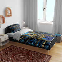 Egyptian Goddess Hathor Bedding Set Galaxy Ancient Mythology Sun Disk Cow Horn