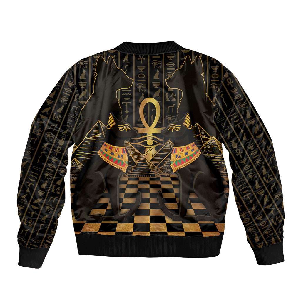 Egyptian Goddess Bastet Bomber Jacket Ancient Mythology Sacred Black Cat