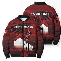 Personalized Switzerland Cycling Bomber Puffer Jacket Sporty Style - Wonder Print Shop