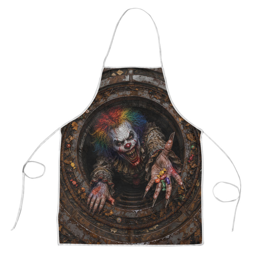3D Illusion Spooky Clown Halloween Apron Evil Jester Red Balloon Sewer Drain