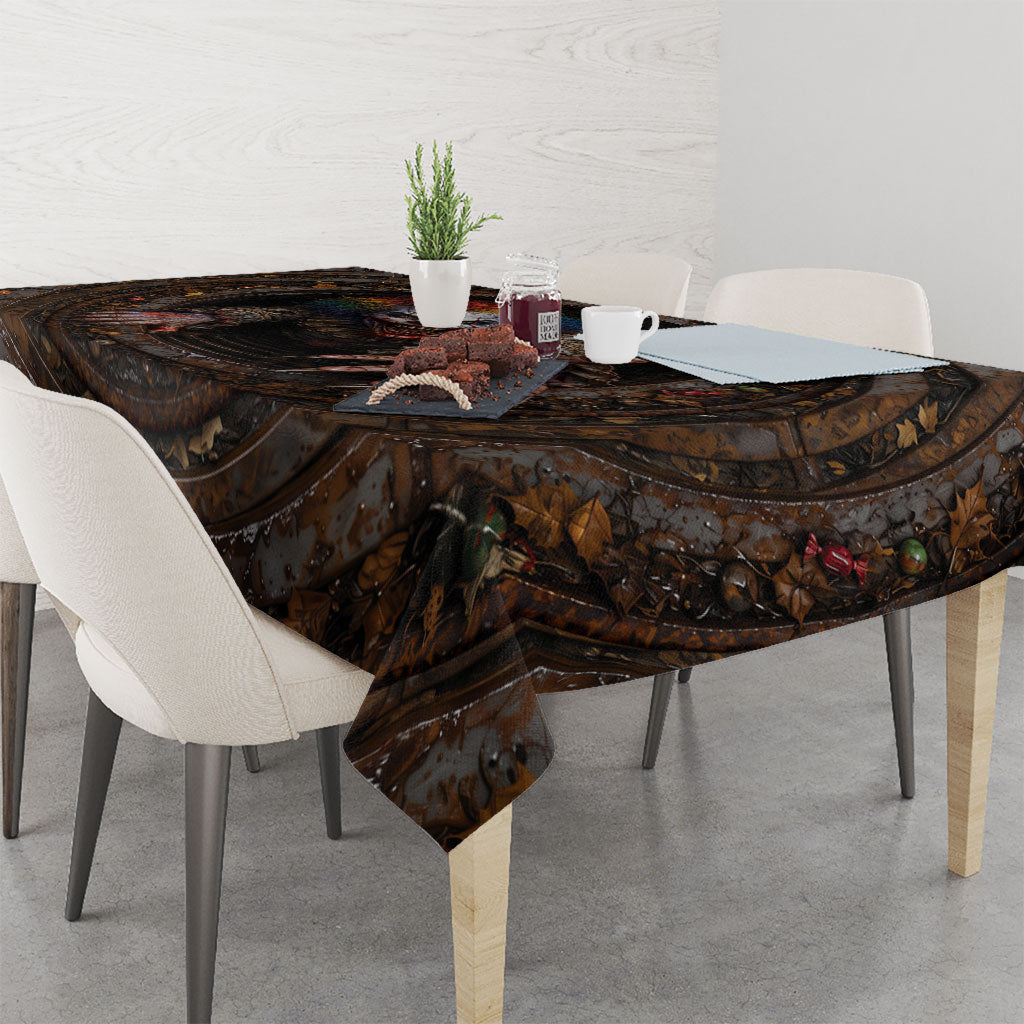 3D Illusion Spooky Clown Halloween Tablecloth Evil Jester Red Balloon Sewer Drain