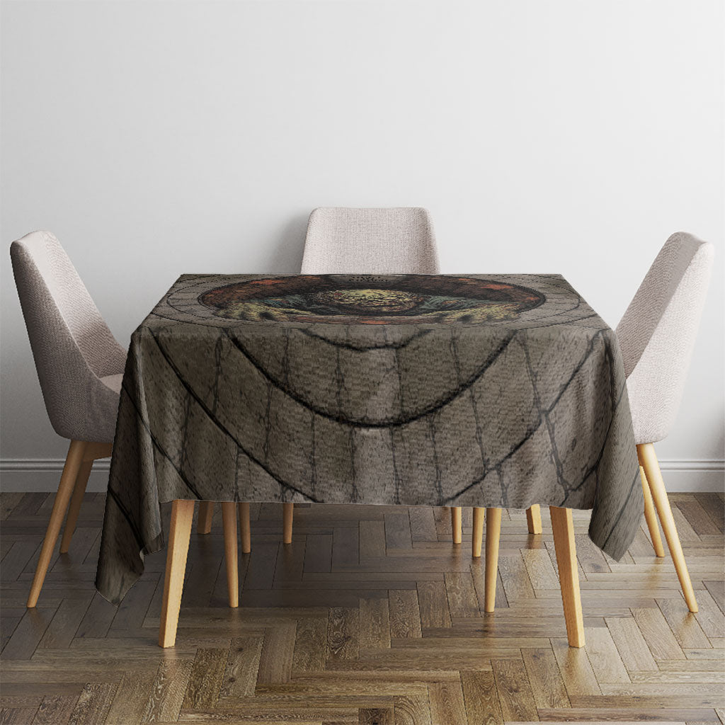 3D Illusion Zombie Halloween Tablecloth Undead Ghoul Rest In Pieces Crypt