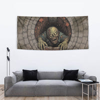 3D Illusion Zombie Halloween Tapestry Undead Ghoul Rest In Pieces Crypt