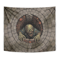 3D Illusion Zombie Halloween Tapestry Undead Ghoul Rest In Pieces Crypt