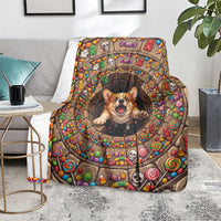 3D Illusion Corgi Halloween Blanket Cute Puppy Rainbow Candy Stone Well