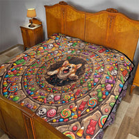 3D Illusion Corgi Halloween Quilt Cute Puppy Rainbow Candy Stone Well