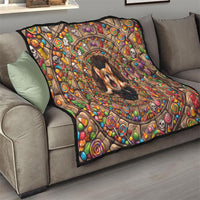 3D Illusion Corgi Halloween Quilt Cute Puppy Rainbow Candy Stone Well