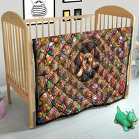 3D Illusion Corgi Halloween Quilt Cute Puppy Rainbow Candy Stone Well