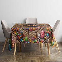 3D Illusion Corgi Halloween Tablecloth Cute Puppy Rainbow Candy Stone Well
