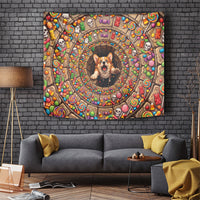 3D Illusion Corgi Halloween Tapestry Cute Puppy Rainbow Candy Stone Well