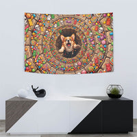 3D Illusion Corgi Halloween Tapestry Cute Puppy Rainbow Candy Stone Well